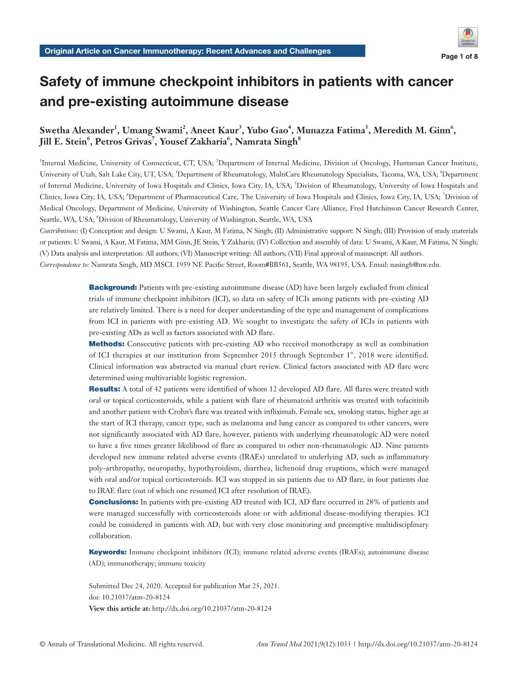 Safety of Immune Checkpoint Inhibitors in Patients with Cancer and Pre-Existing Autoimmune Disease