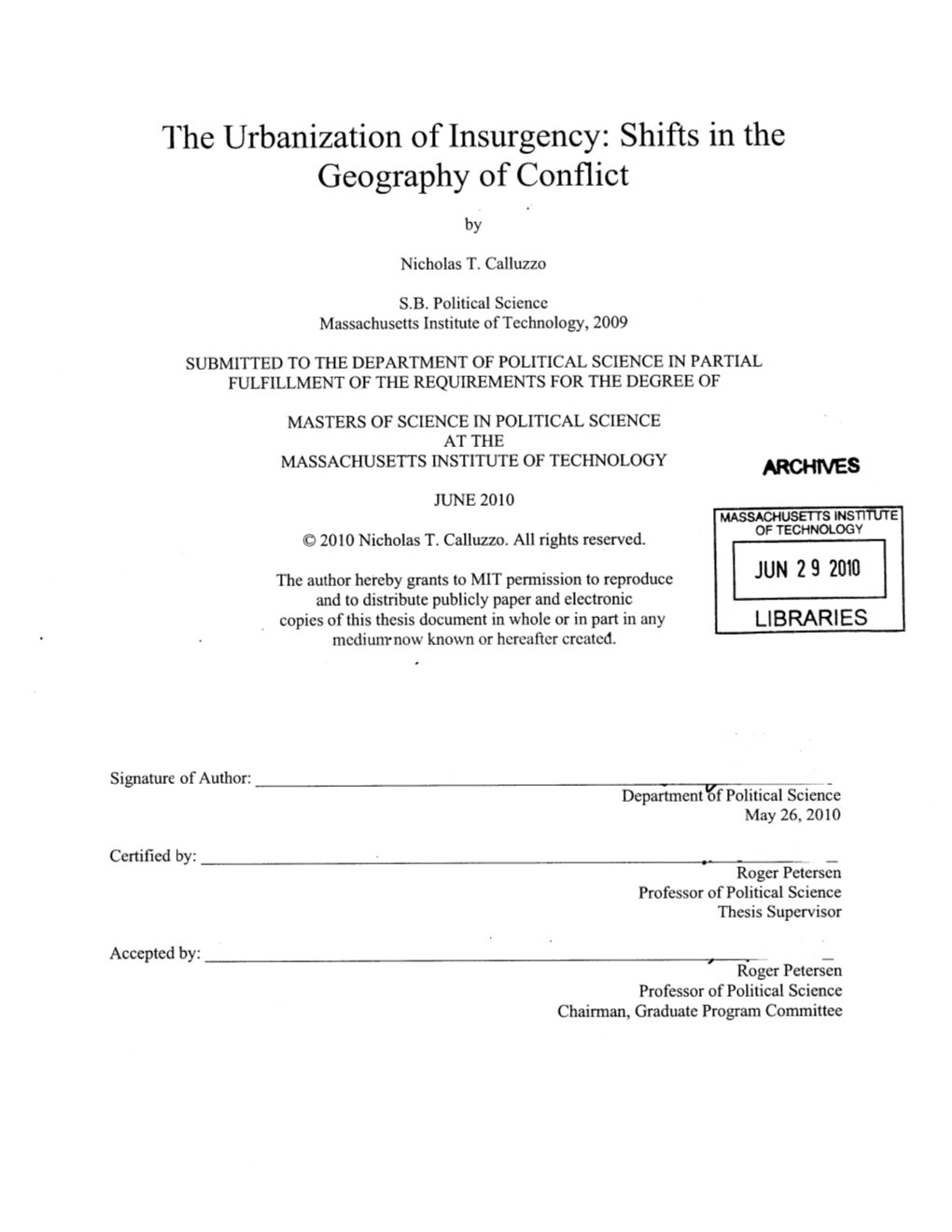 The Urbanization of Insurgency: Shifts in the Geography of Conflict