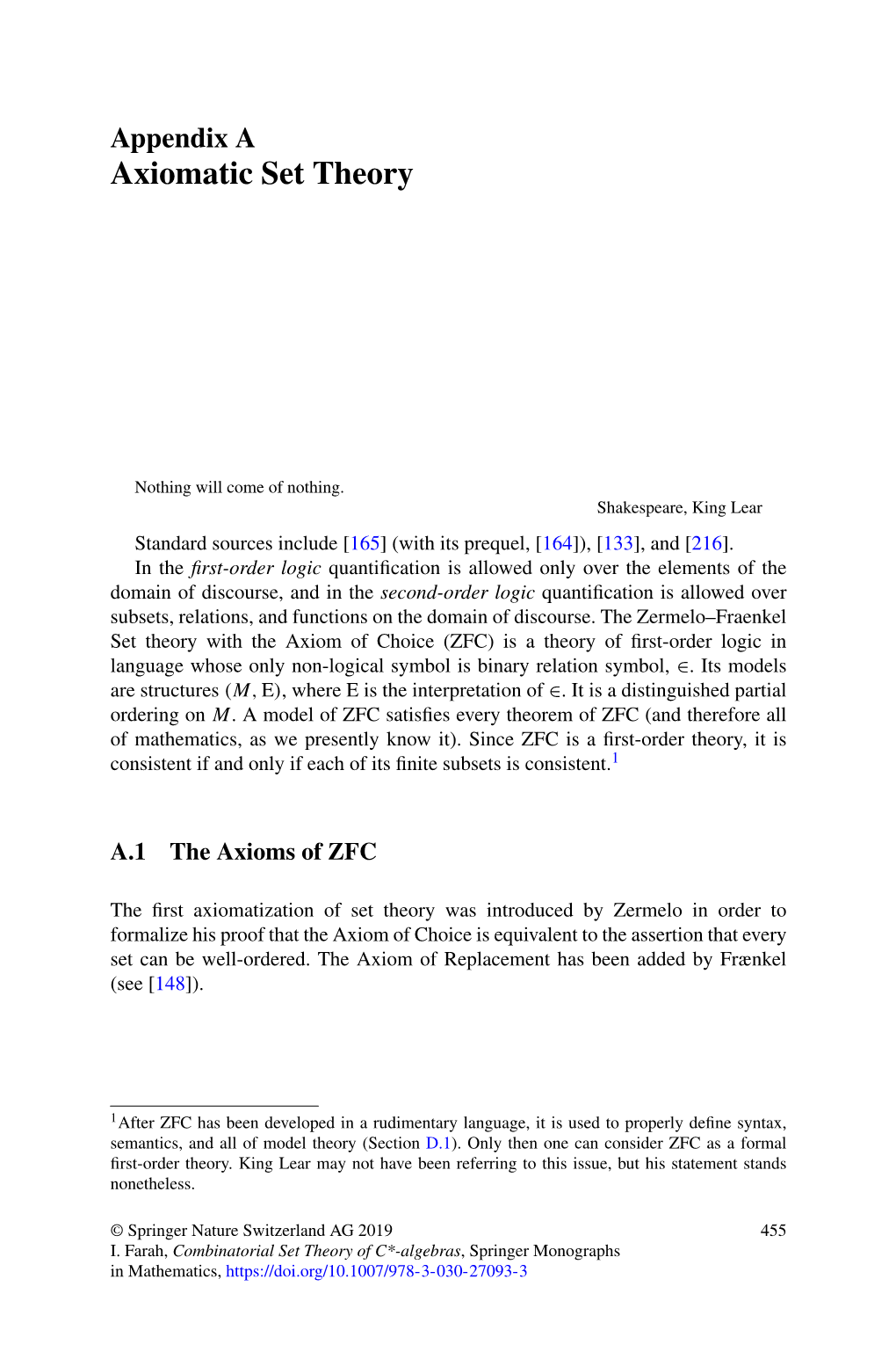 Axiomatic Set Theory