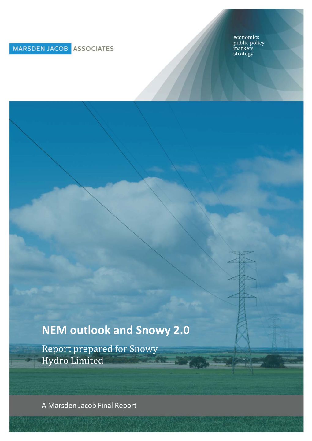 NEM Outlook and Snowy 2.0 Report Prepared for Snowy Hydro Limited