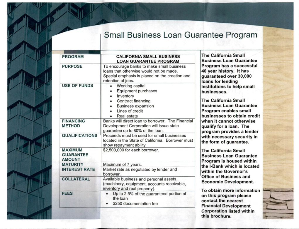 California Small Business Loan Guarantee Program