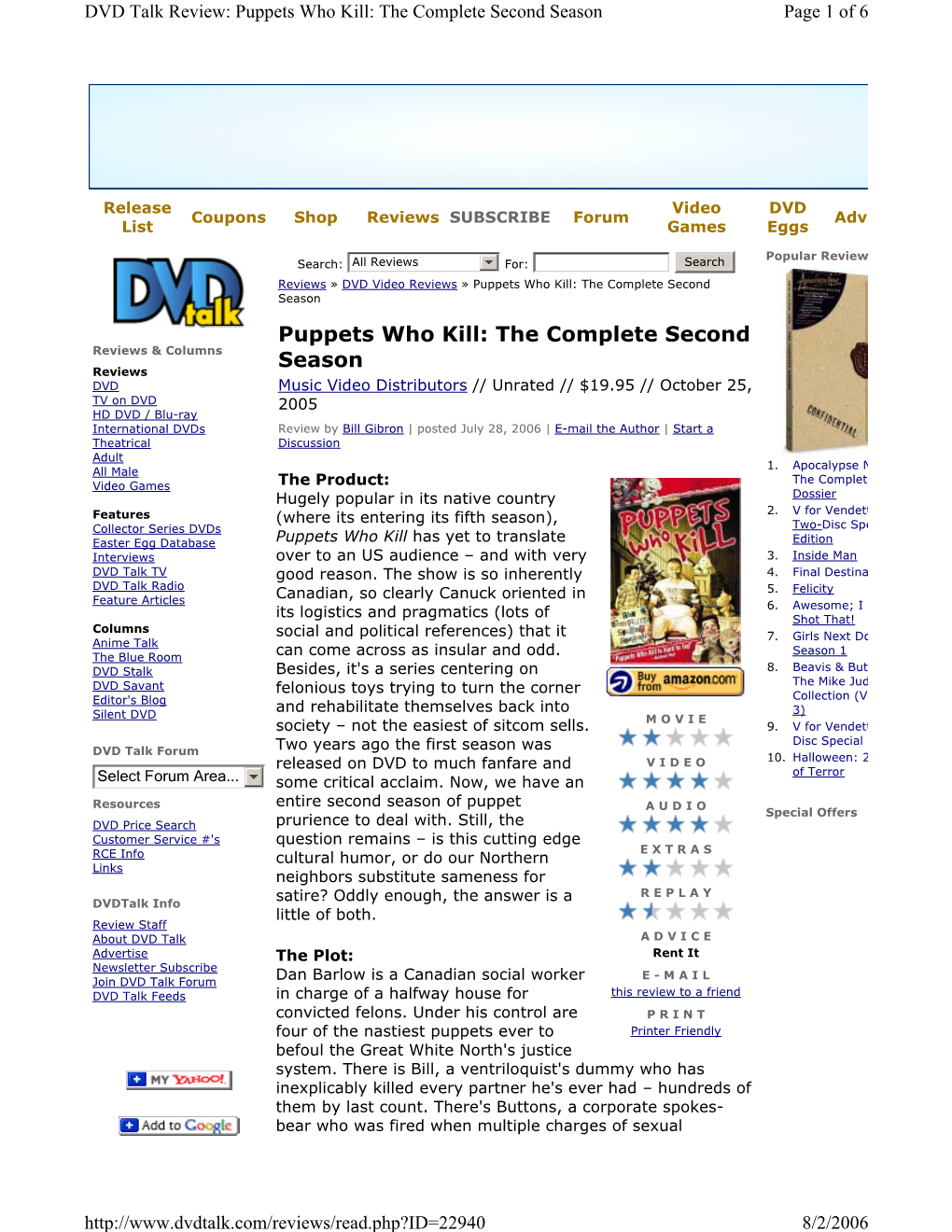 Puppets Who Kill: the Complete Second Season Page 1 of 6