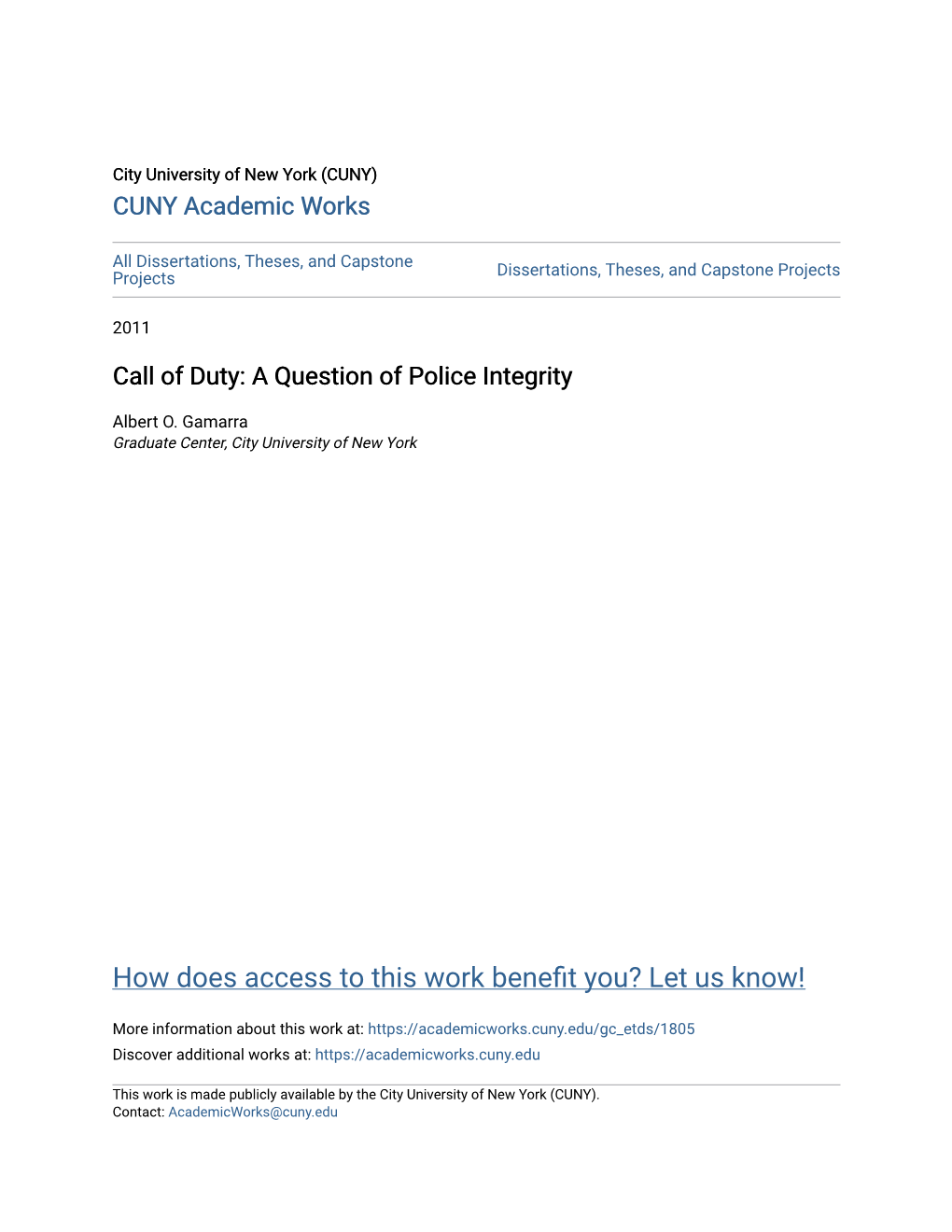 A Question of Police Integrity