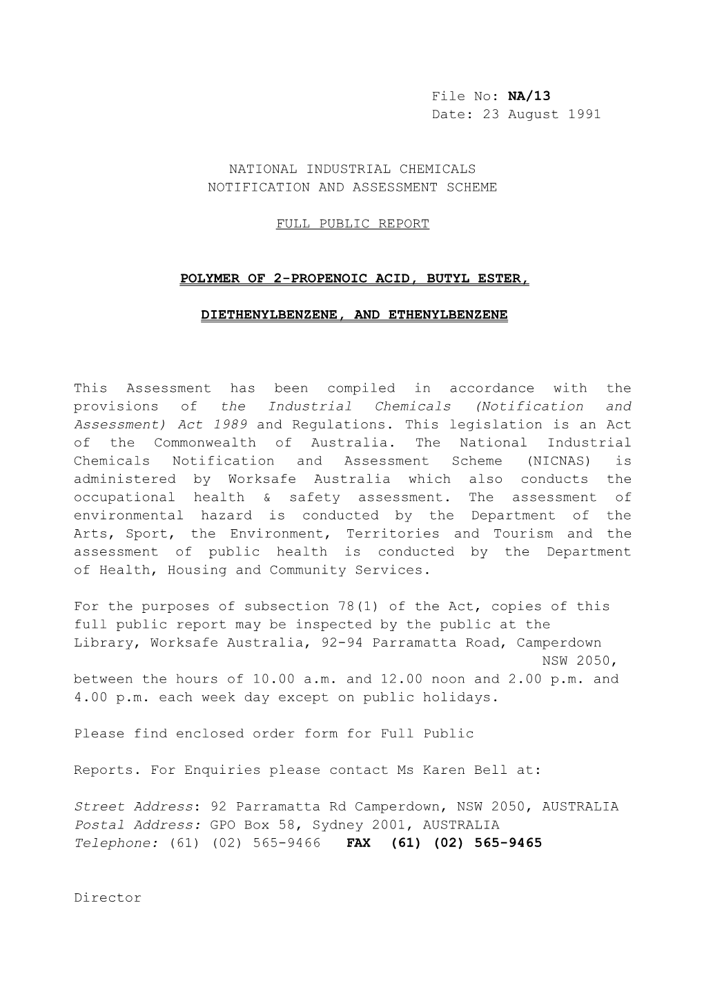 National Industrial Chemicals Notification and Assessment Scheme s1