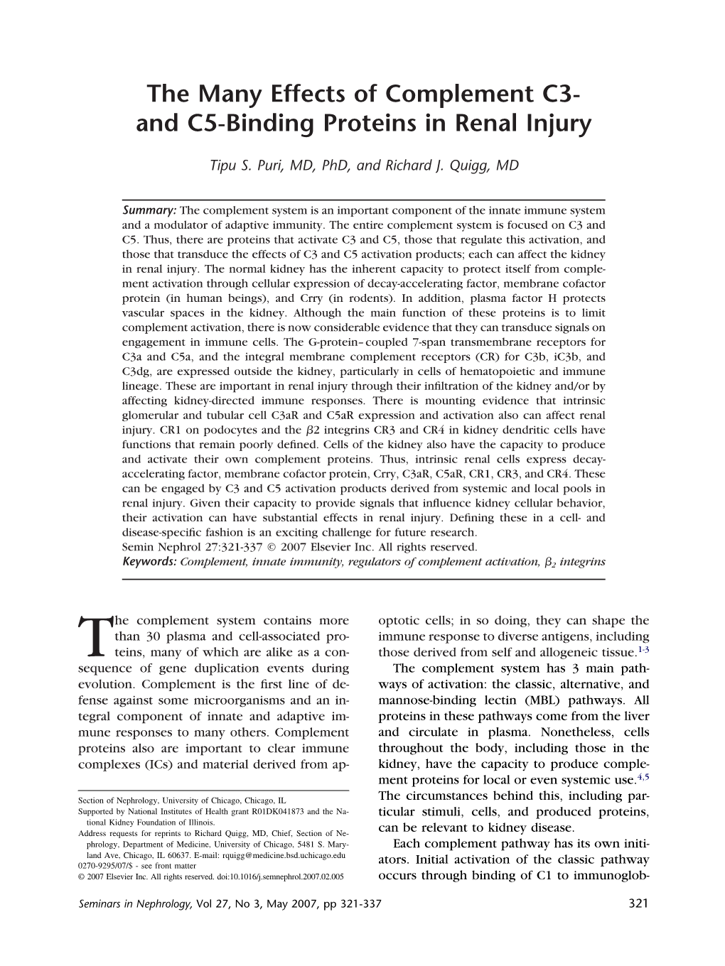 And C5-Binding Proteins in Renal Injury