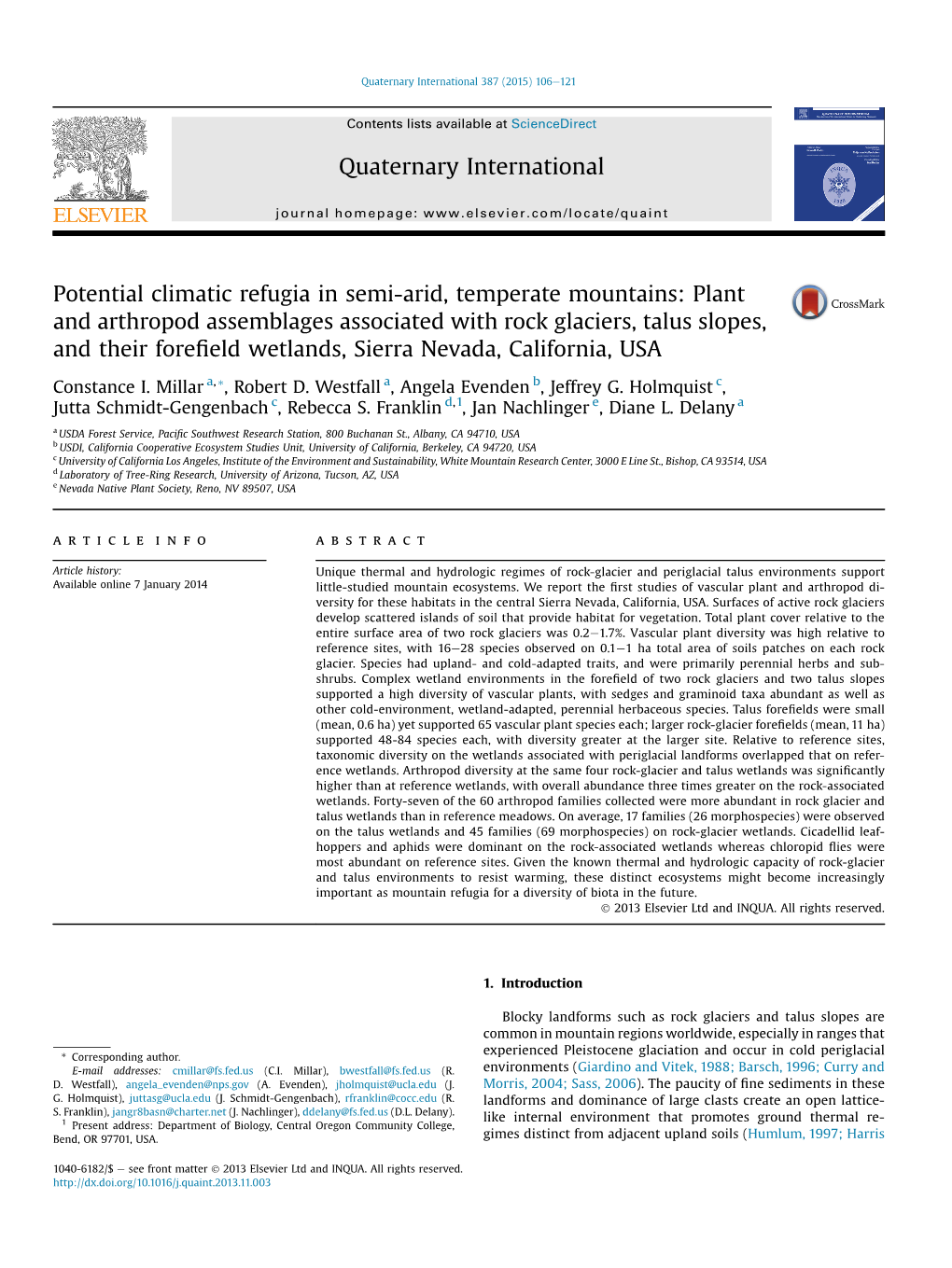 Potential Climatic Refugia in Semi-Arid, Temperate Mountains