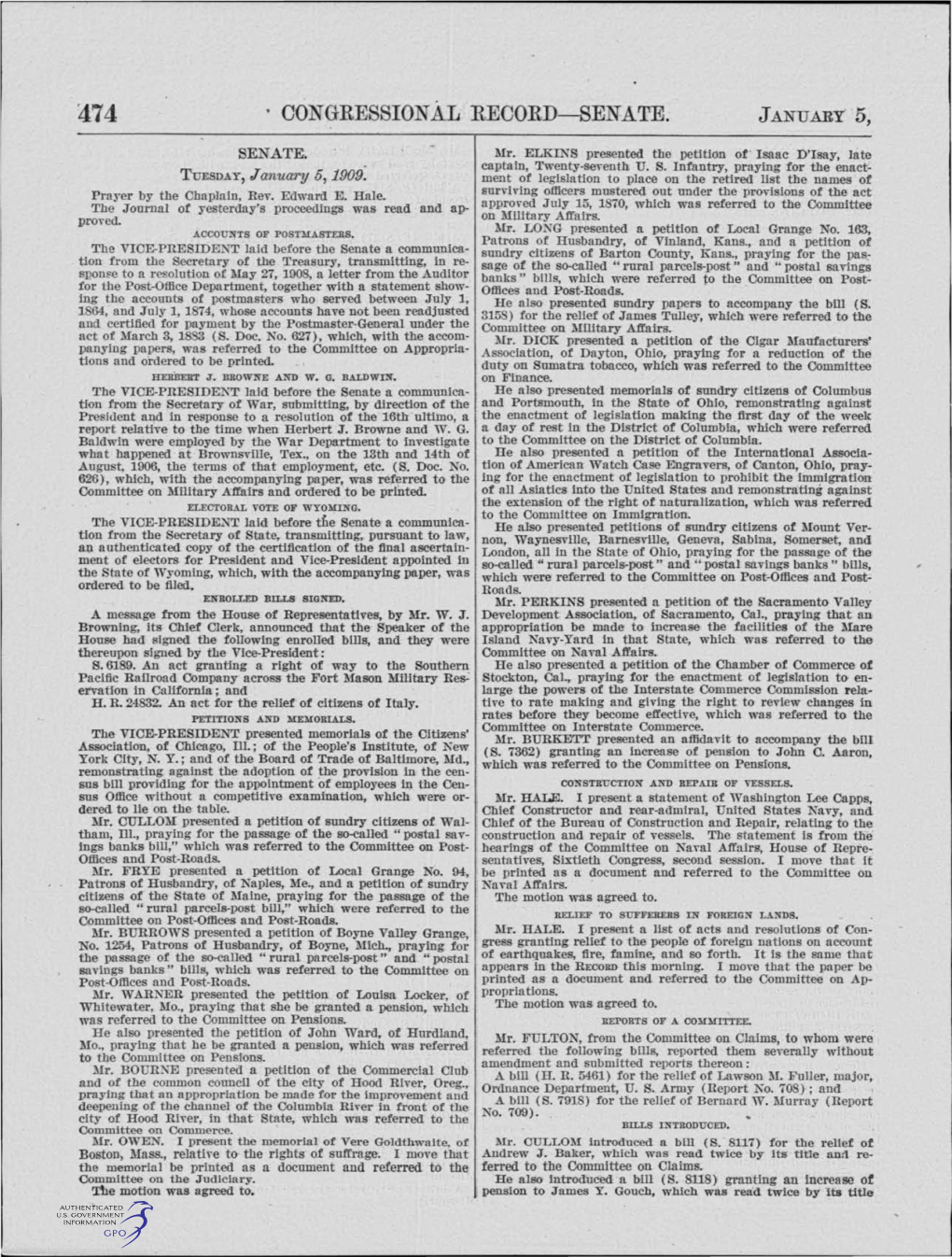 · Congressional Record-Senate. January ·5