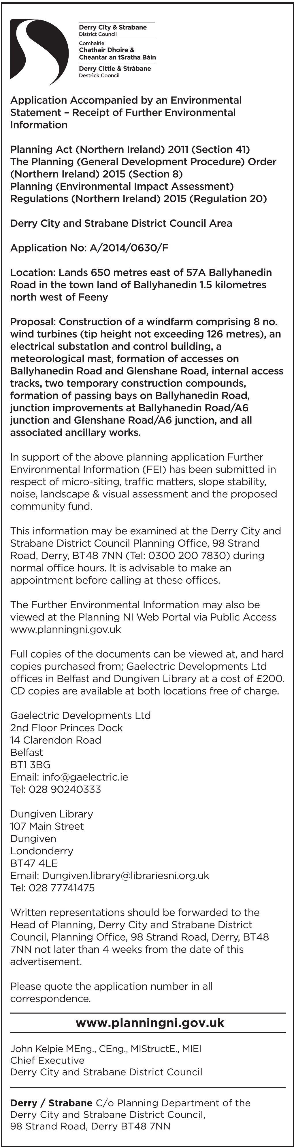 Page 1 Derry / Strabane C/O Planning Department of the Derry City And