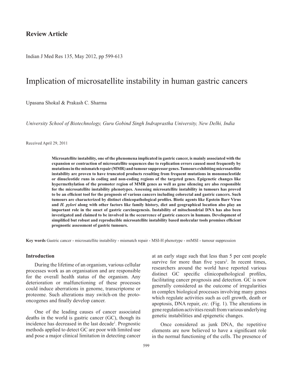 Implication of Microsatellite Instability in Human Gastric Cancers
