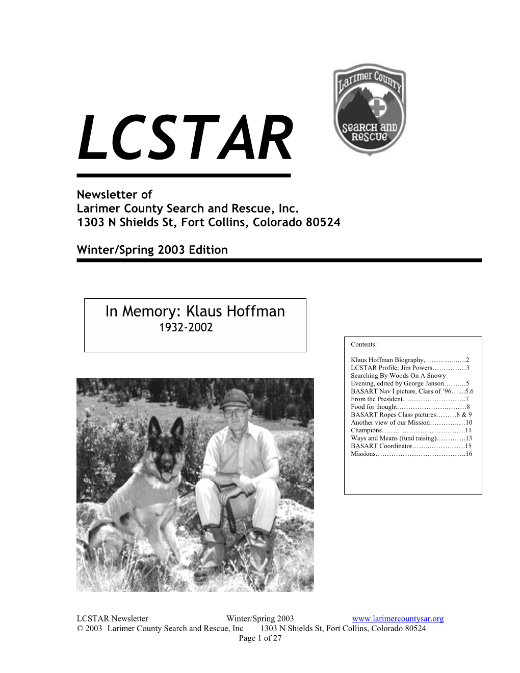 LCSAR Newsletter