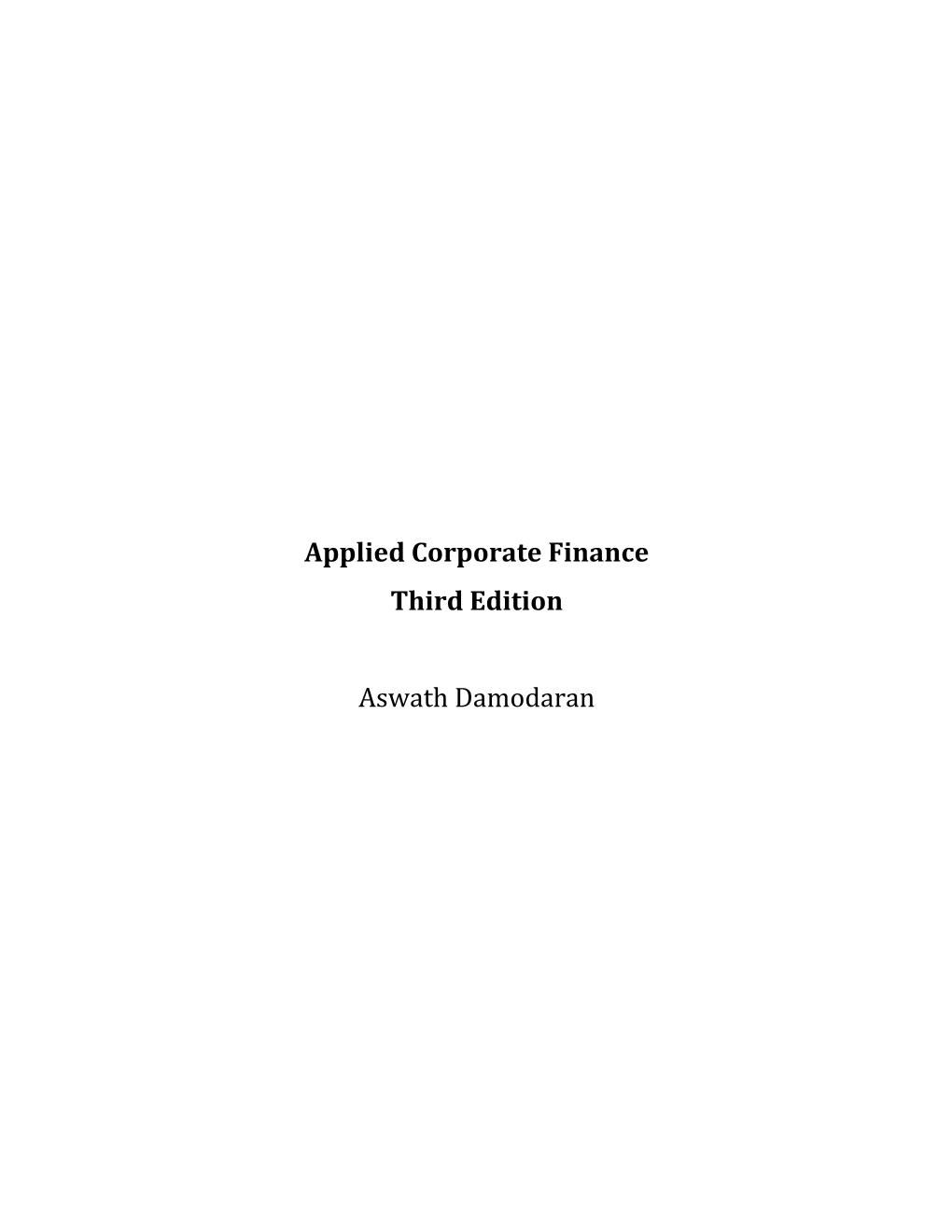 Applied Corporate Finance Third Edition Aswath Damodaran