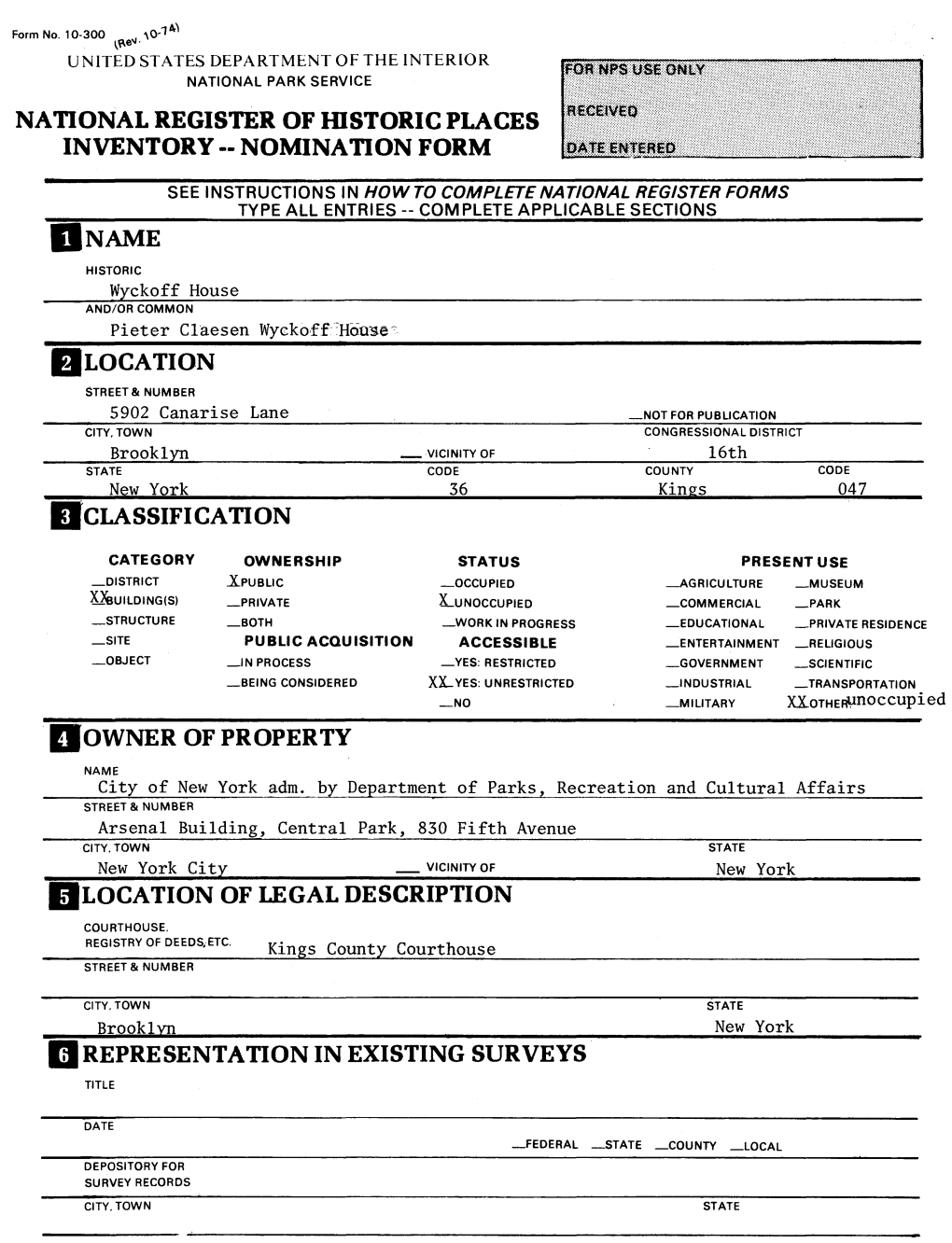 National Register of Historic Places Inventory - Nomination Form