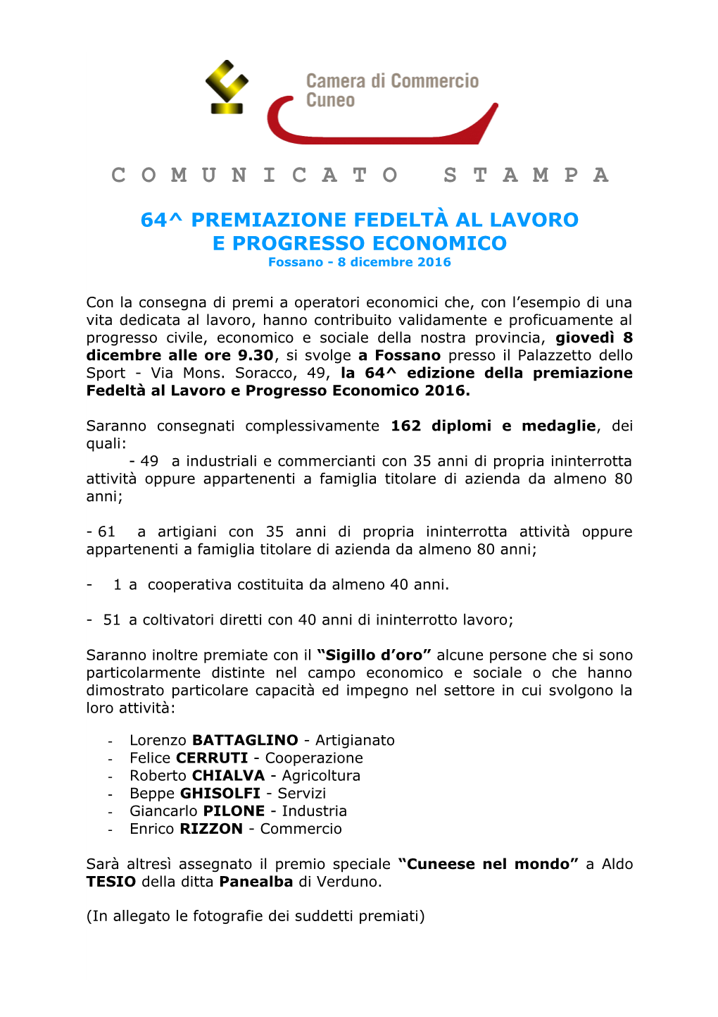 Comunicato Stampa