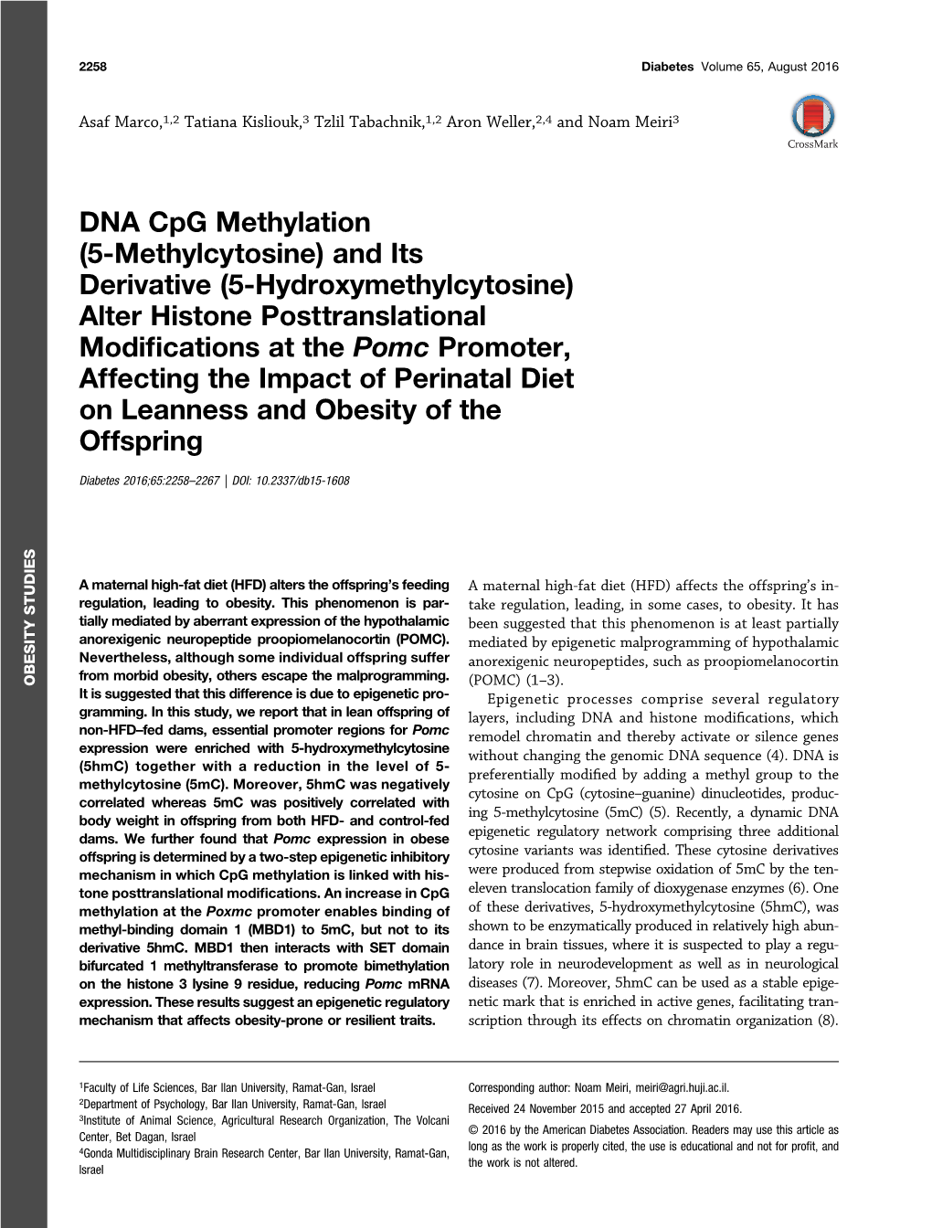 DNA Cpg Methylation (5-Methylcytosine) and Its Derivative