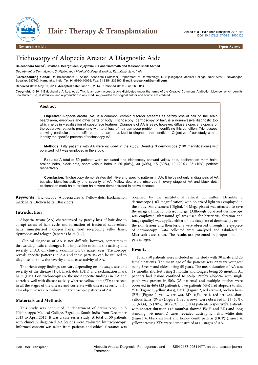 Trichoscopy of Alopecia Areata: a Diagnostic Aide