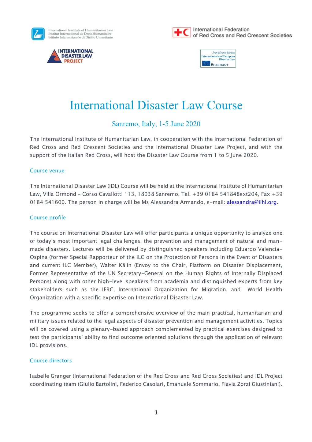 International Disaster Law Course