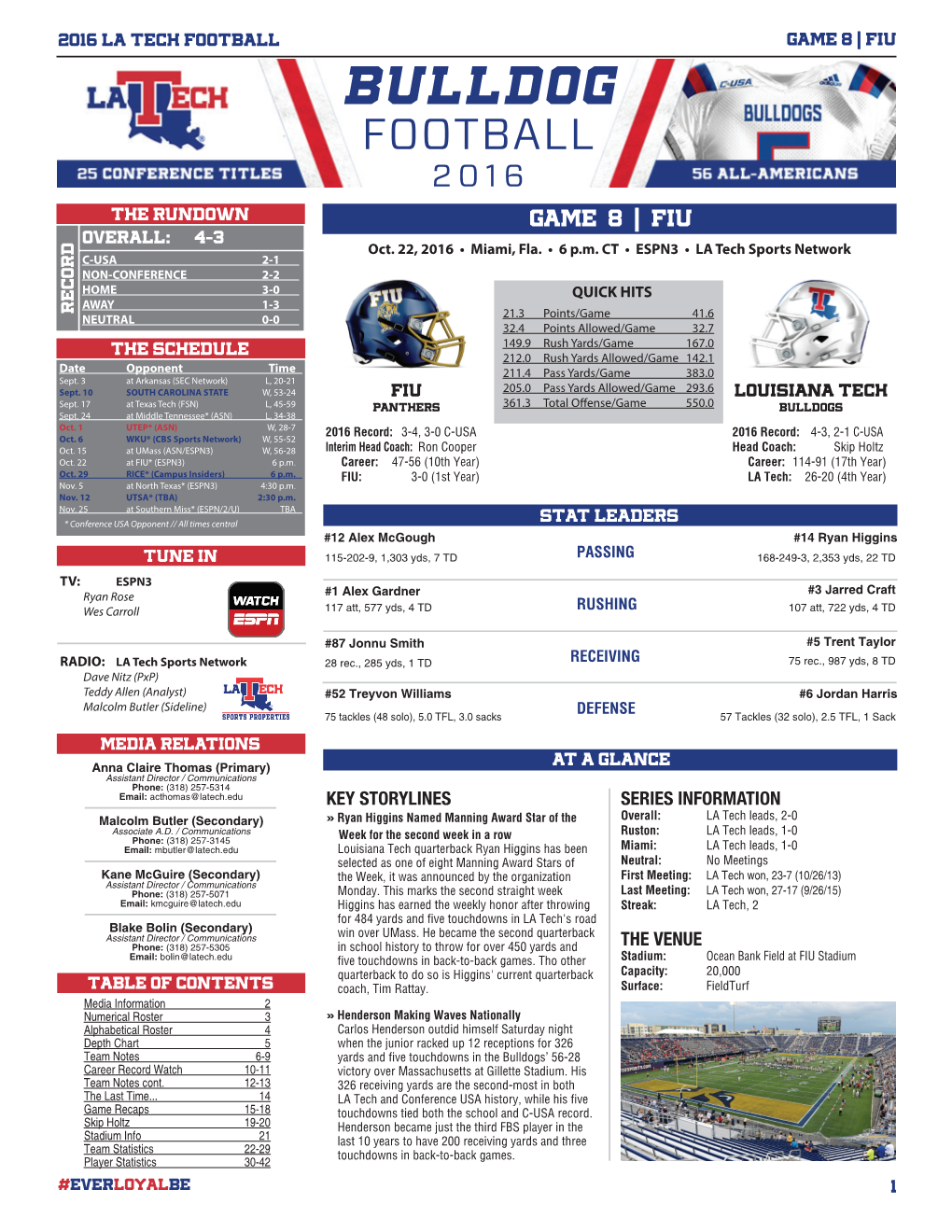 2016 10 22 LA Tech Football Notebook.Indd