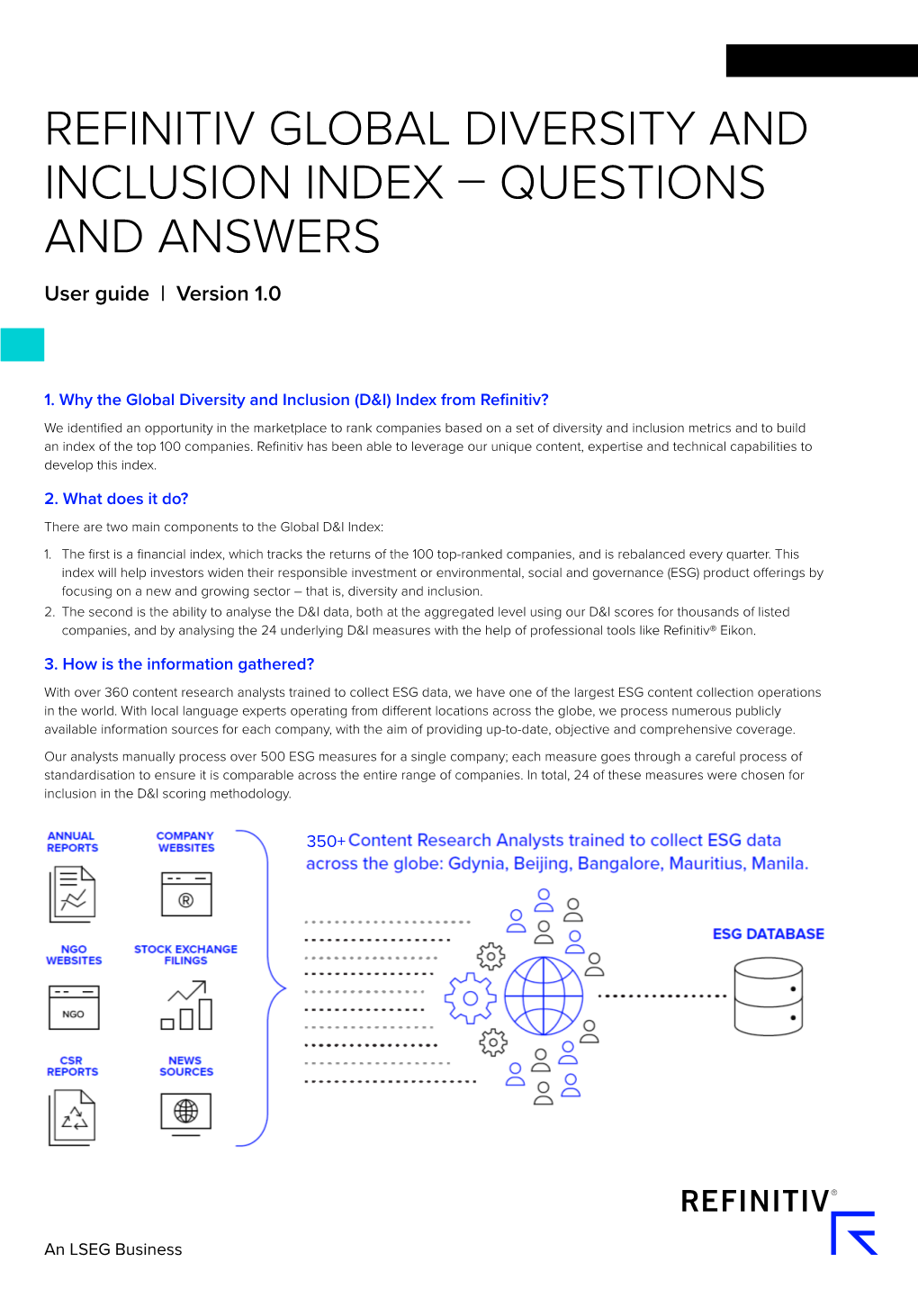 REFINITIV GLOBAL DIVERSITY and INCLUSION INDEX – QUESTIONS and ANSWERS User Guide | Version 1.0