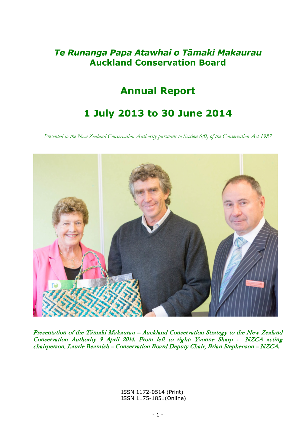 Auckland Conservation Board Annual Report 2013-2014