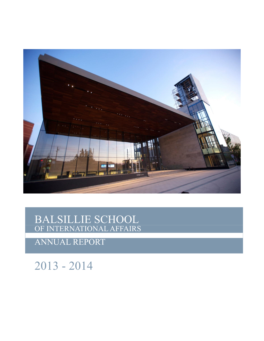 Balsillie School of International Affairs Annual Report