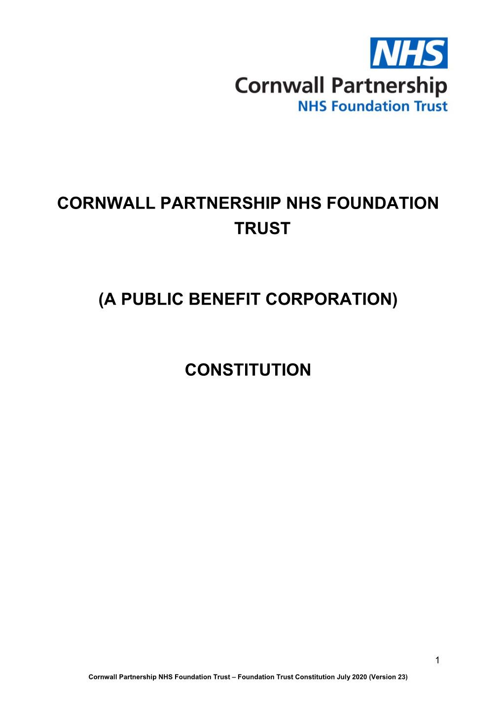Cornwall Partnership NHS Foundation Trust — Constitution