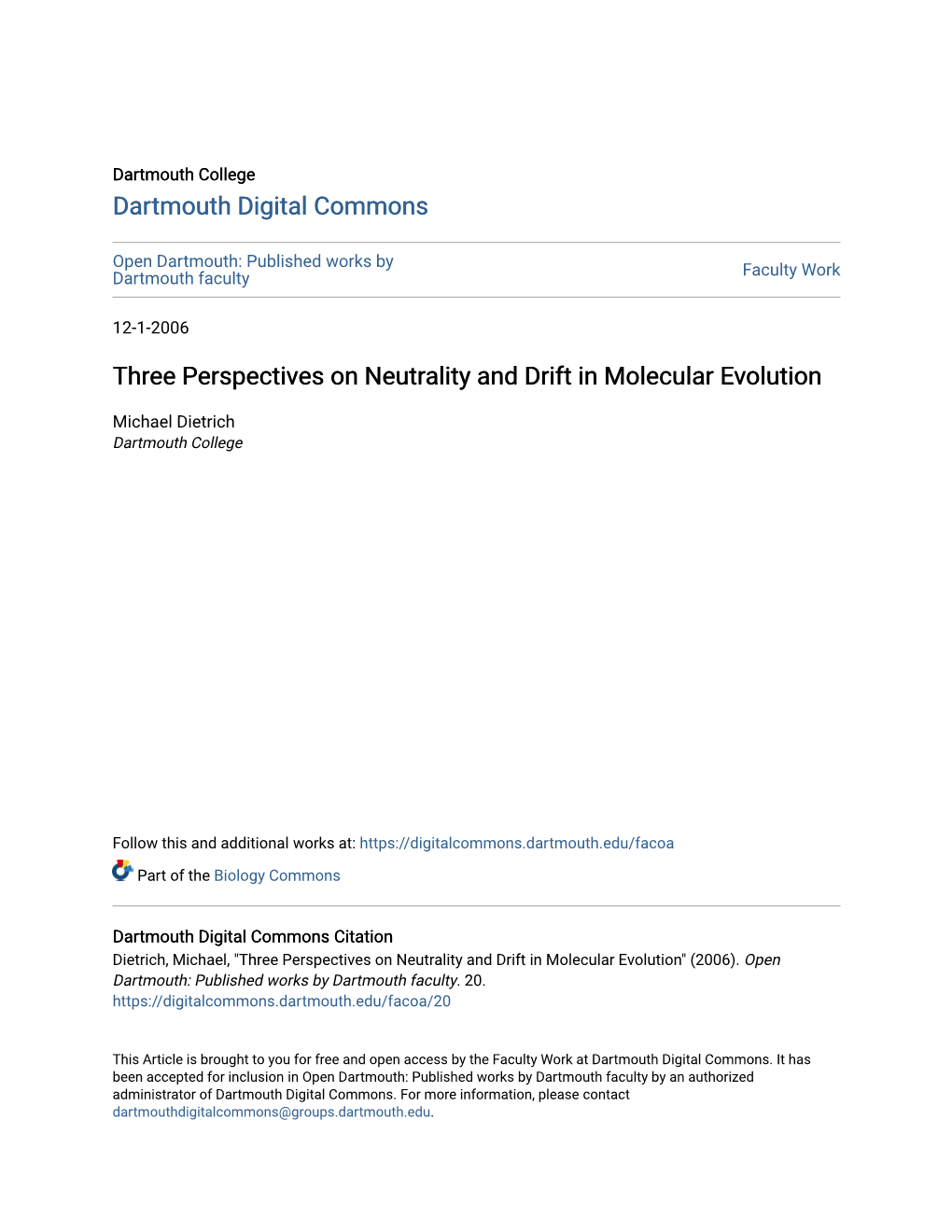 Three Perspectives on Neutrality and Drift in Molecular Evolution