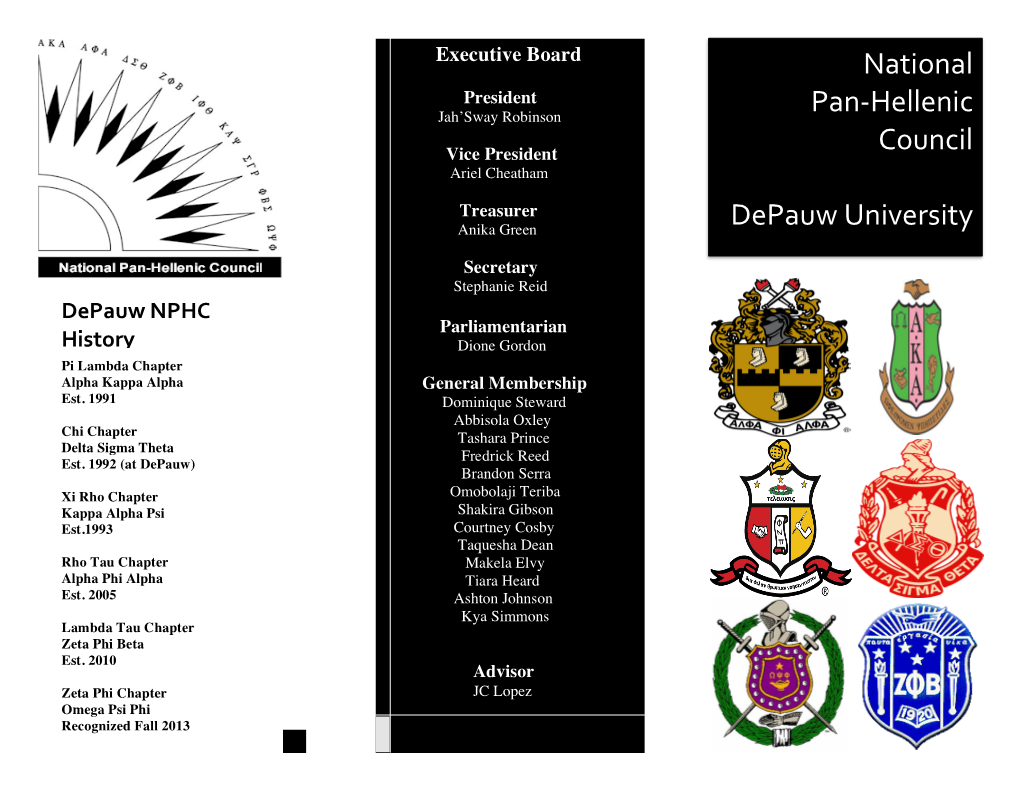 National Pan-‐Hellenic Council Depauw University