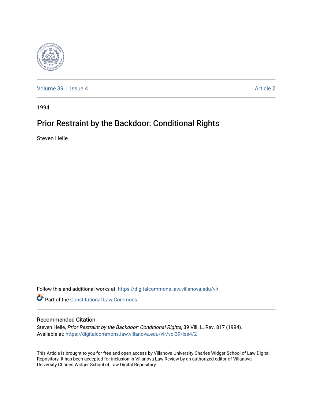 Prior Restraint by the Backdoor: Conditional Rights