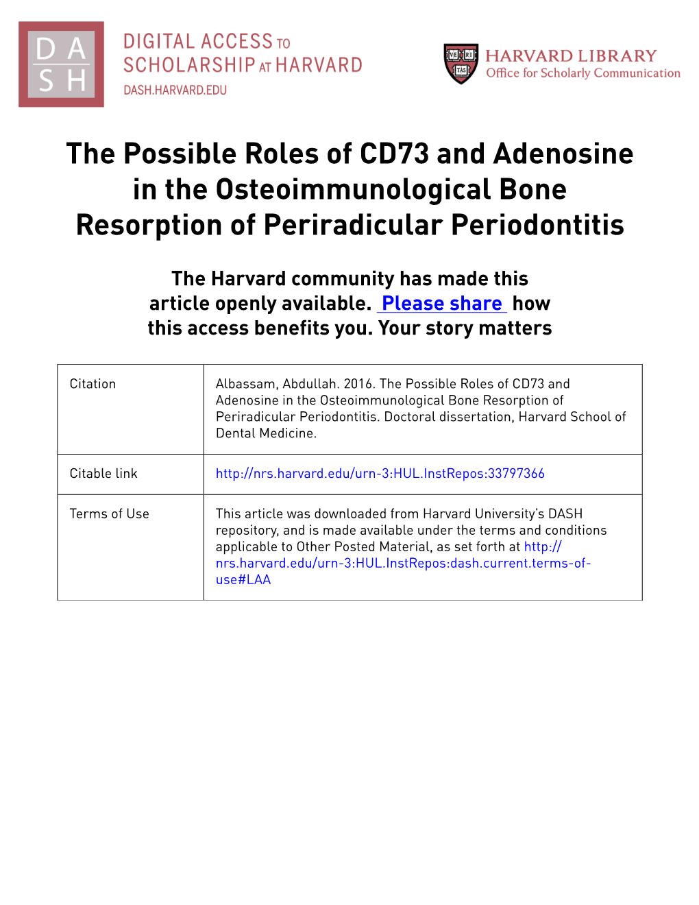 The Possible Roles of CD73 and Adenosine in the Osteoimmunological Bone Resorption of Periradicular Periodontitis