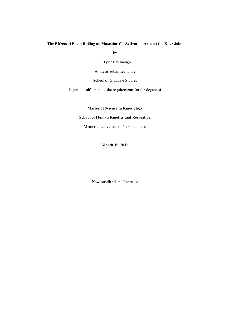 I the Effects of Foam Rolling on Muscular Co-Activation Around The