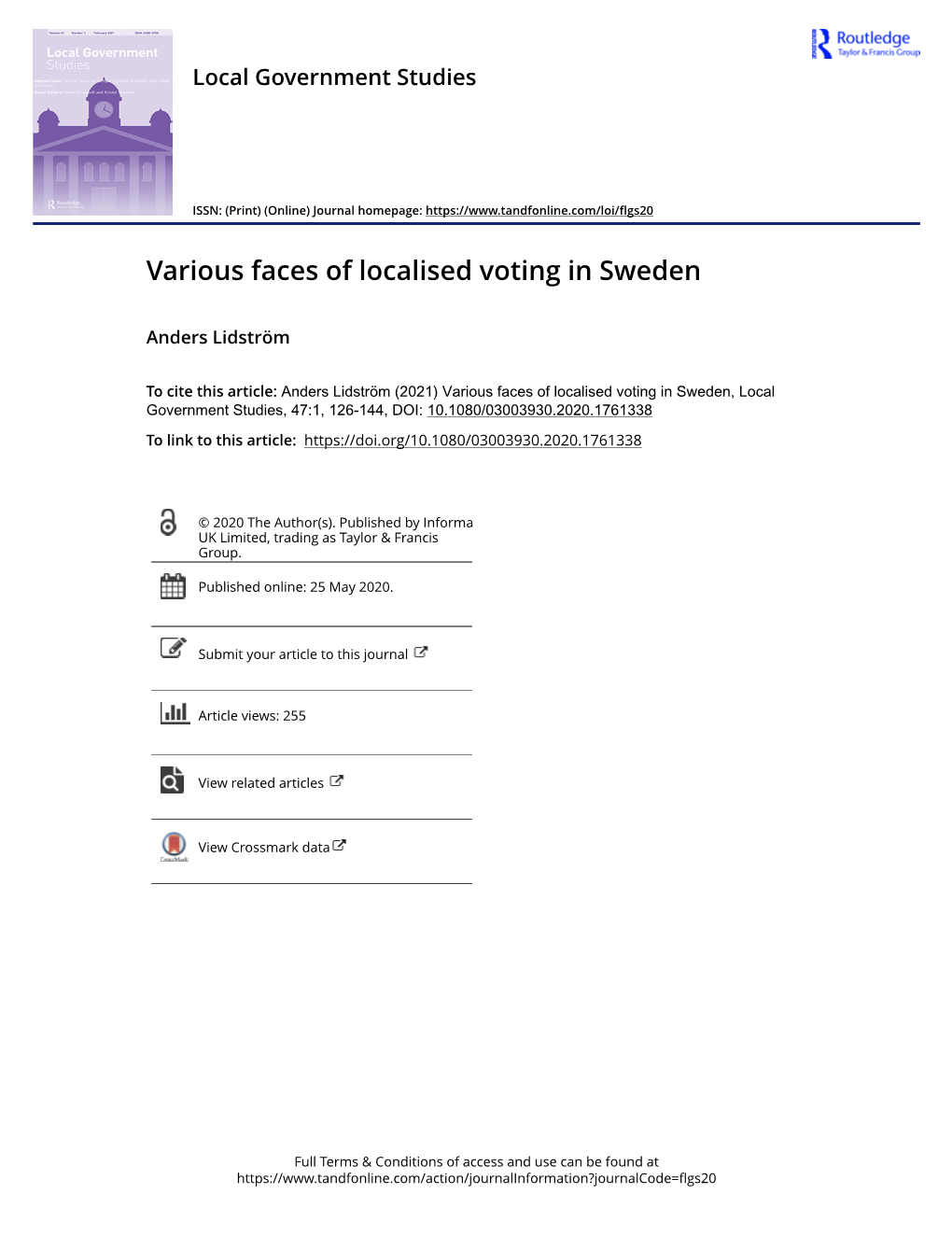 Various Faces of Localised Voting in Sweden