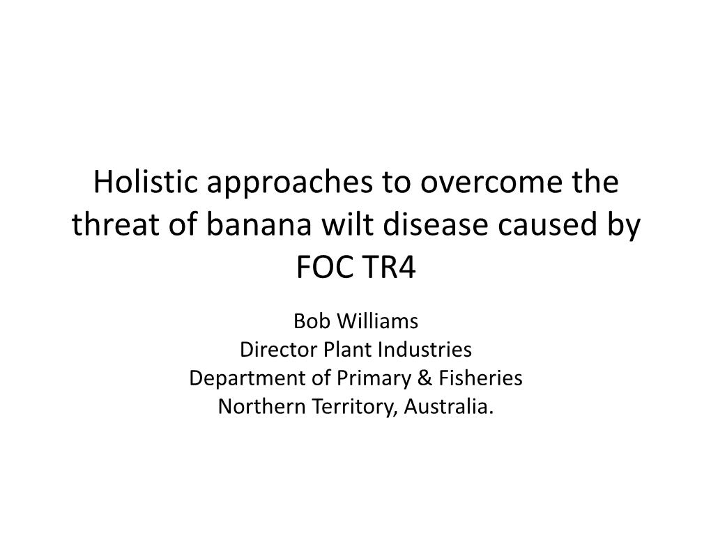 Holistic Approaches to Overcome the Threat of Banana Wilt Disease Caused by FOC TR4