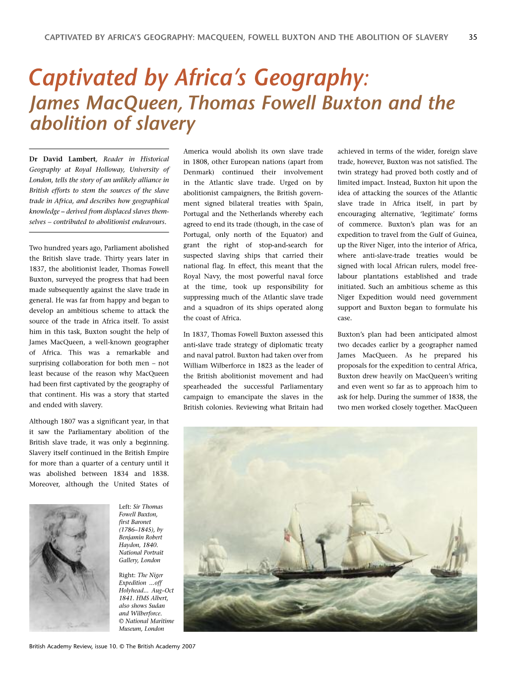 James Macqueen, Thomas Fowell Buxton and the Abolition of Slavery