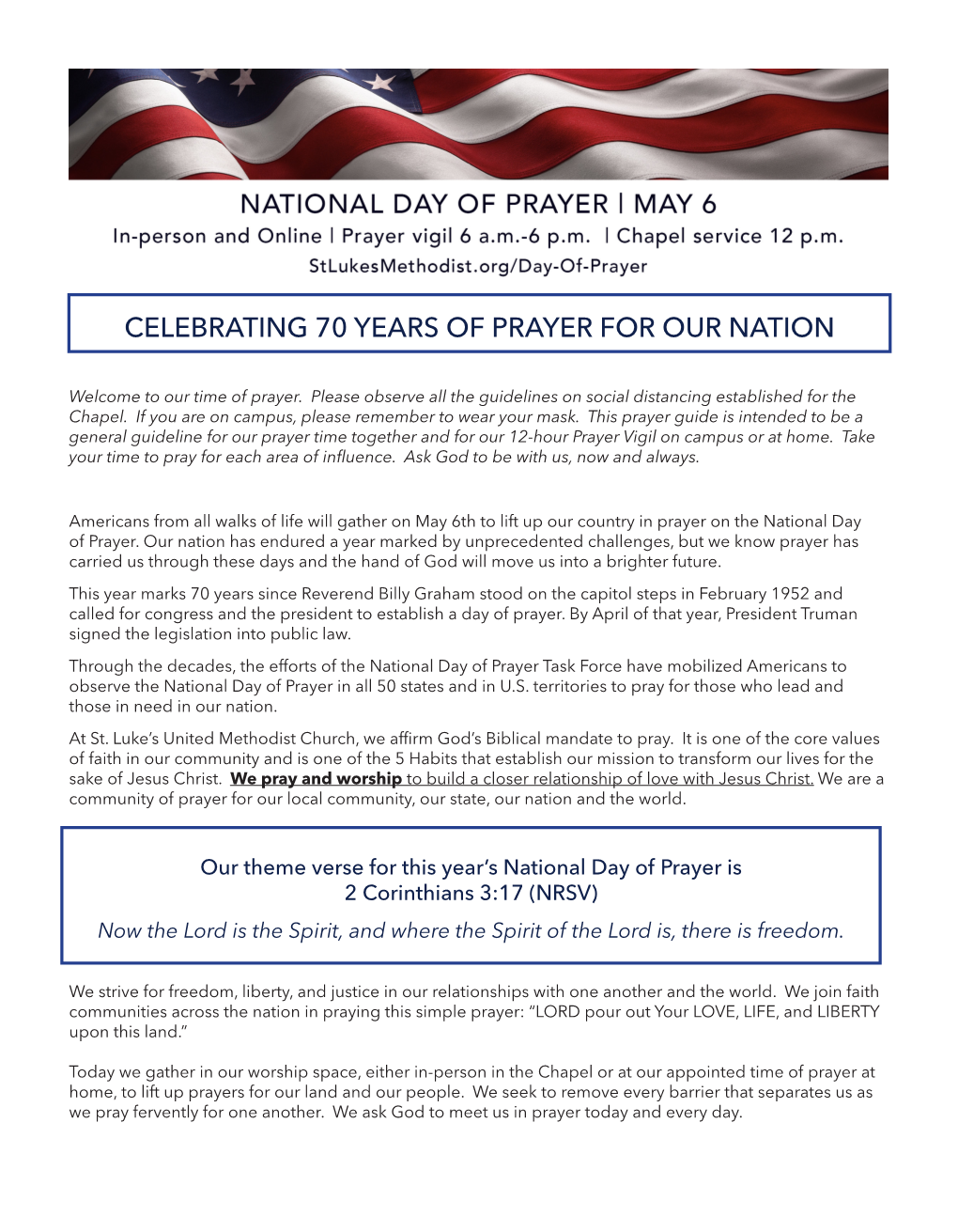 Celebrating 70 Years of Prayer for Our Nation