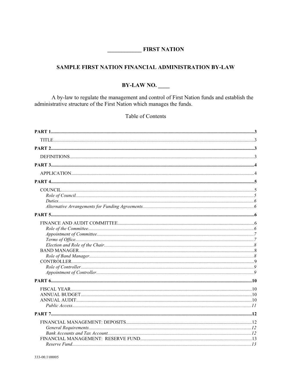 Sample Financial Administration By-Law