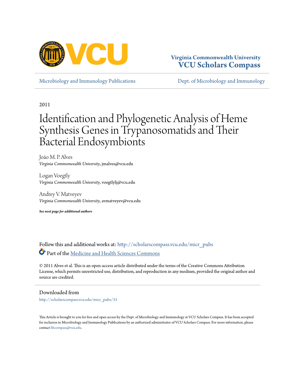 Identification and Phylogenetic Analysis of Heme Synthesis Genes in Trypanosomatids and Their Bacterial Endosymbionts João M