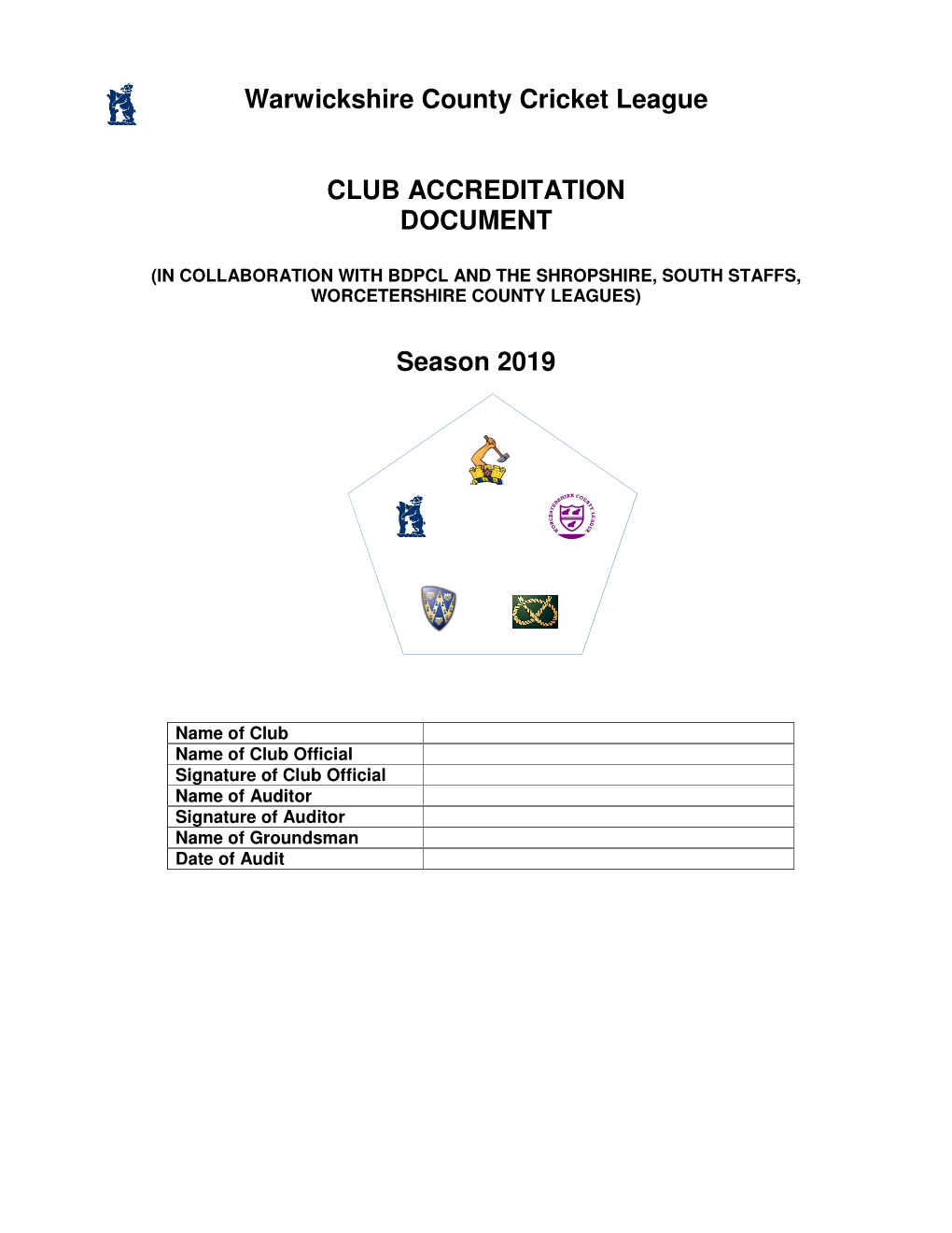 Warwickshire County Cricket League CLUB ACCREDITATION