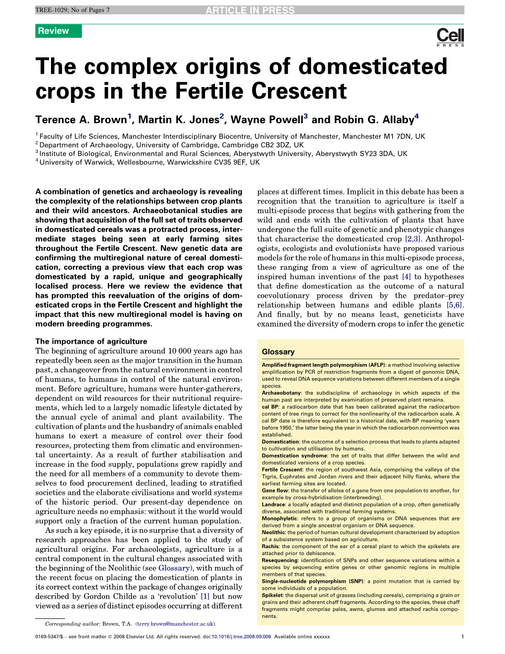 The Complex Origins of Domesticated Crops in the Fertile Crescent