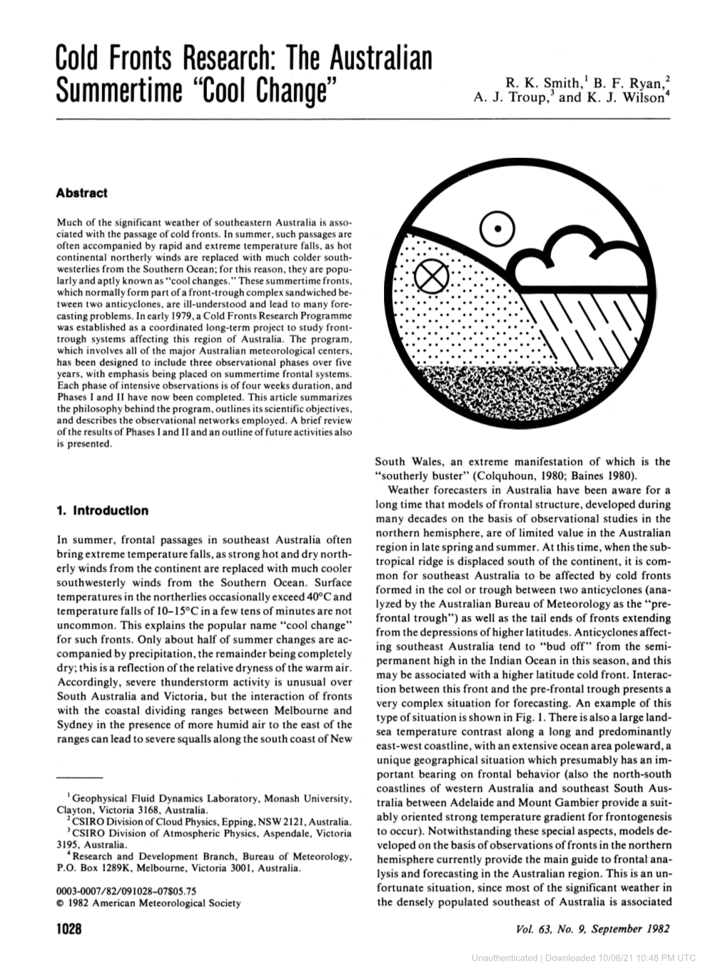 Cold Fronts Research: the Australian Summertime 