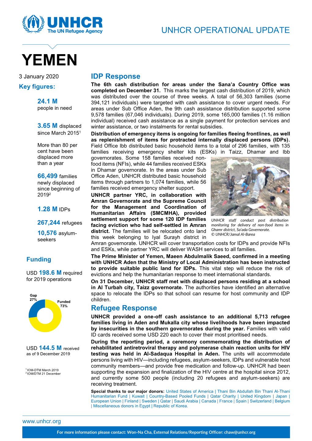 Yemen: UNHCR Operational Update