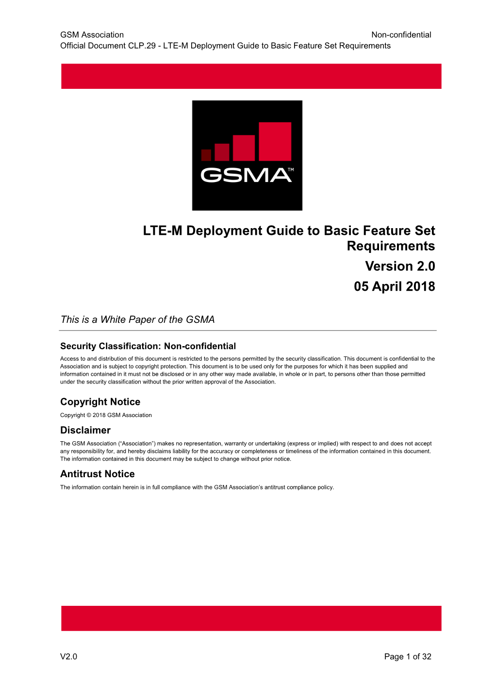 LTE-M Deployment Guide to Basic Feature Set Requirements Version 2.0 05 April 2018