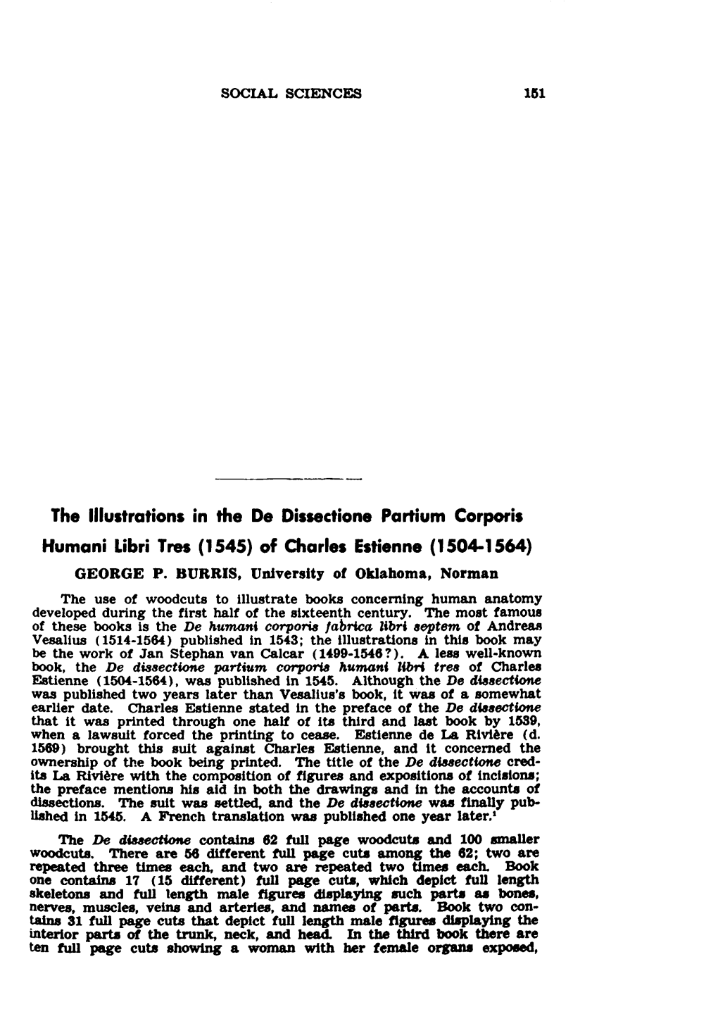 The Illustrations in the De Dissectione Partium Corporis Humani Libri Tres (1545) of Charles Estienne (1504-1564) GEORGE P