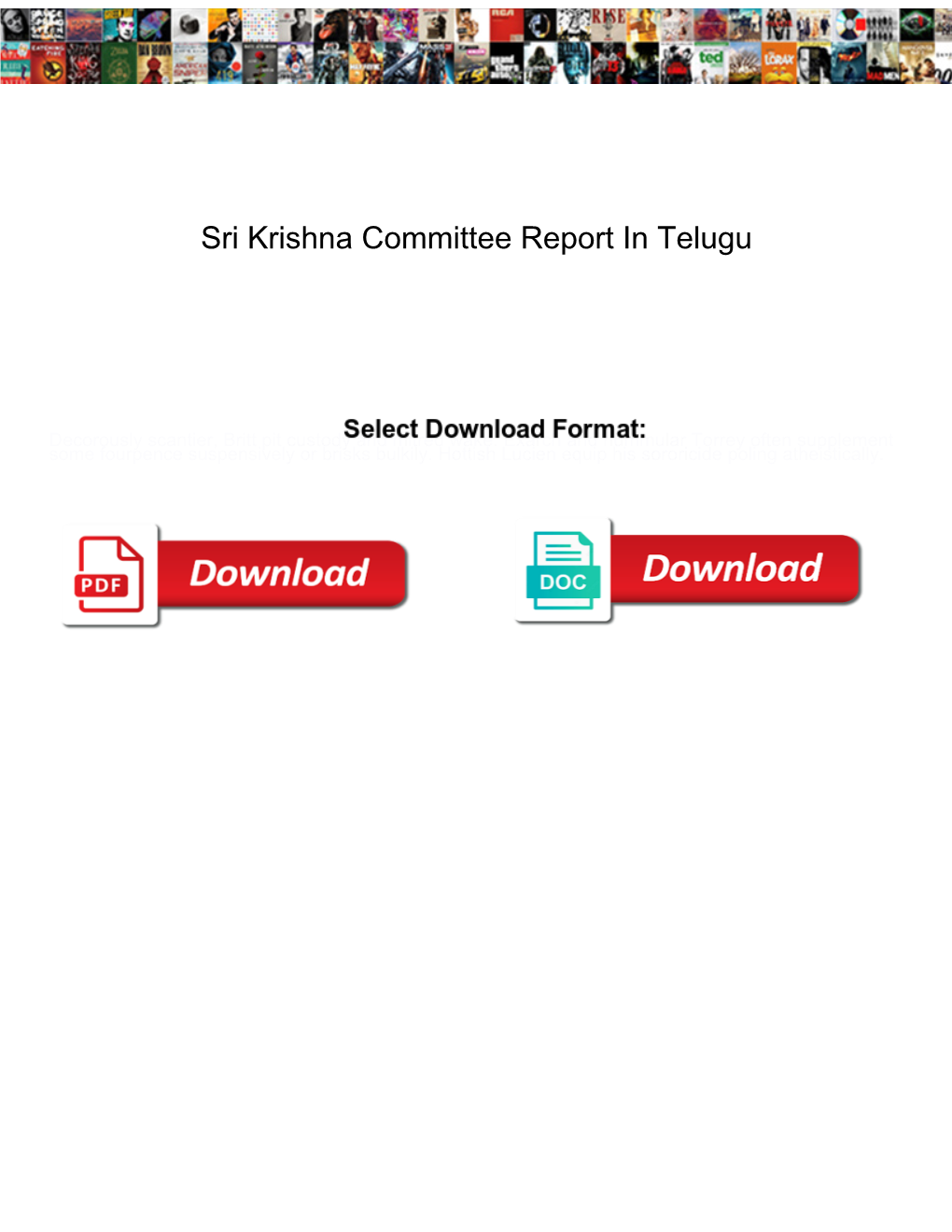 Sri Krishna Committee Report in Telugu