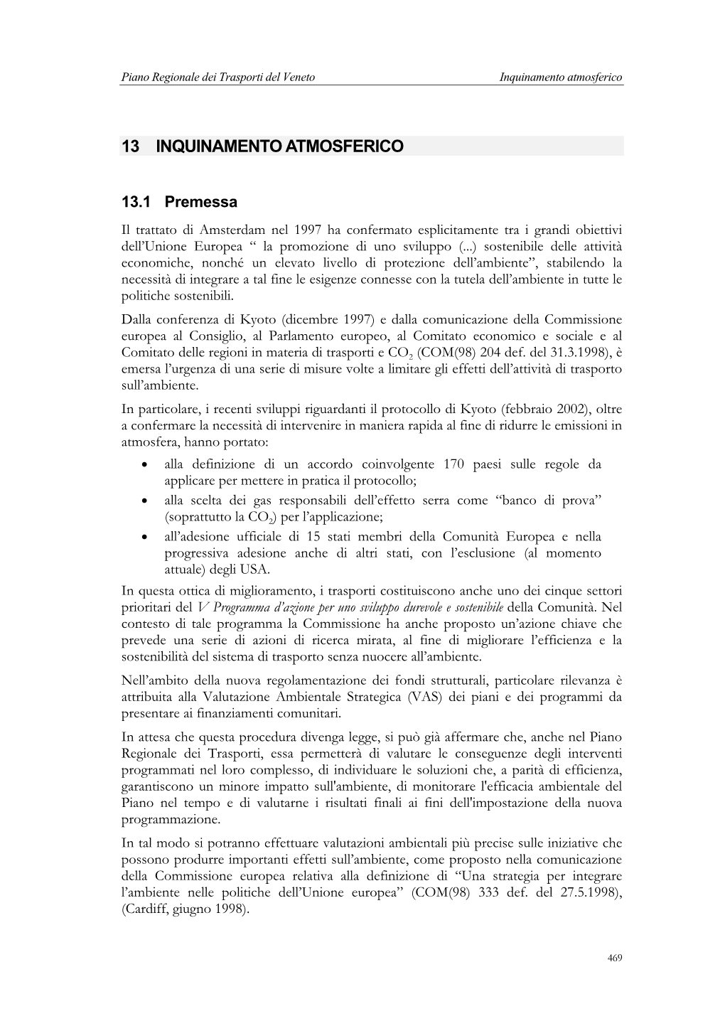 Piano Regionale Dei Trasporti Del Veneto Inquinamento Atmosferico