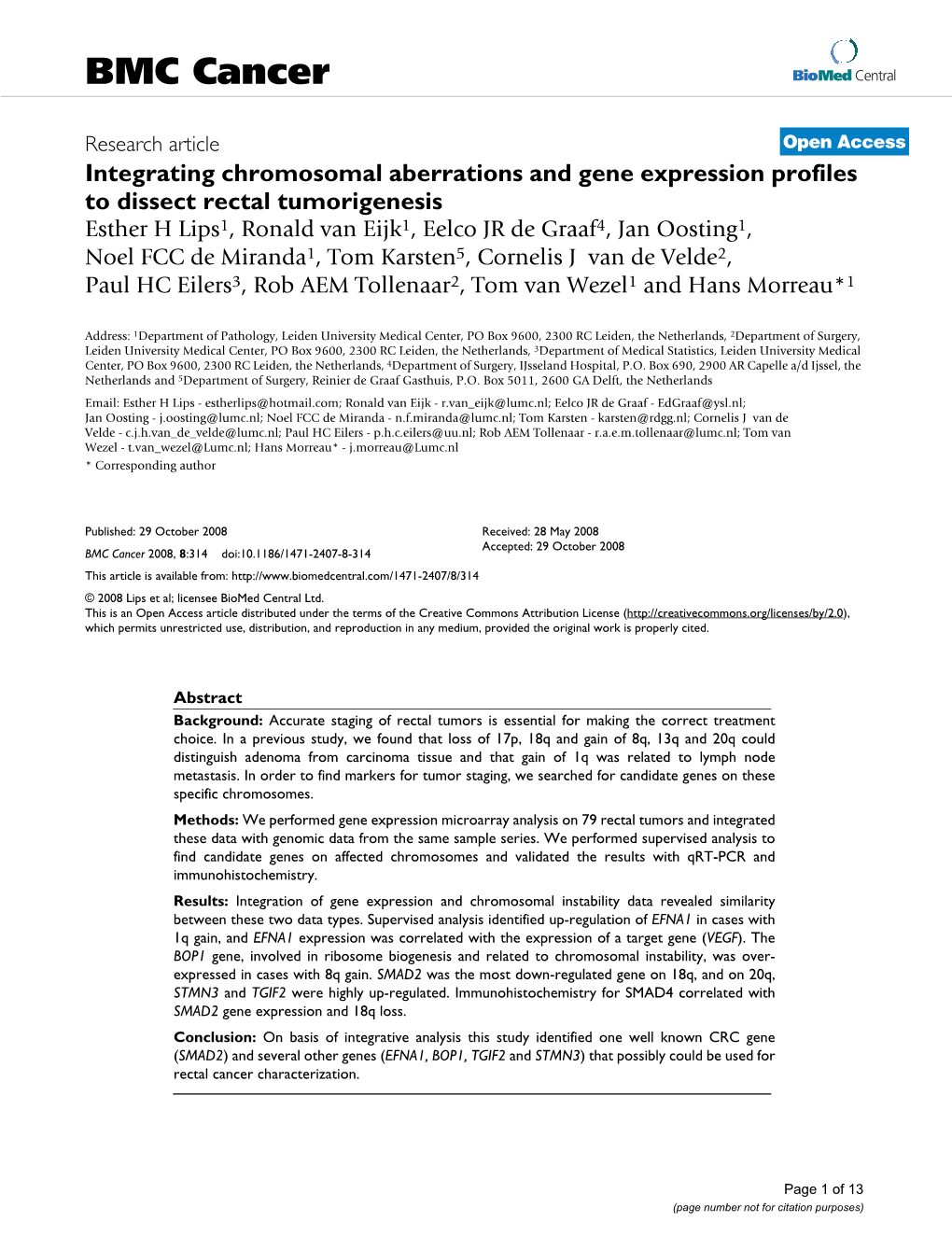 Integrating Chromosomal Aberrations and Gene Expression Profiles To