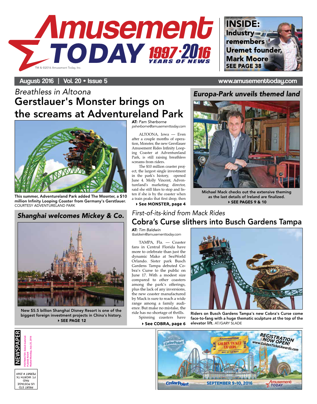 Gerstlauer's Monster Brings on the Screams at Adventureland Park AT: Pam Sherborne Psherborne@Amusementtoday.Com