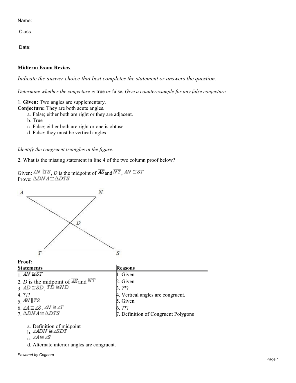 Midterm Exam Review