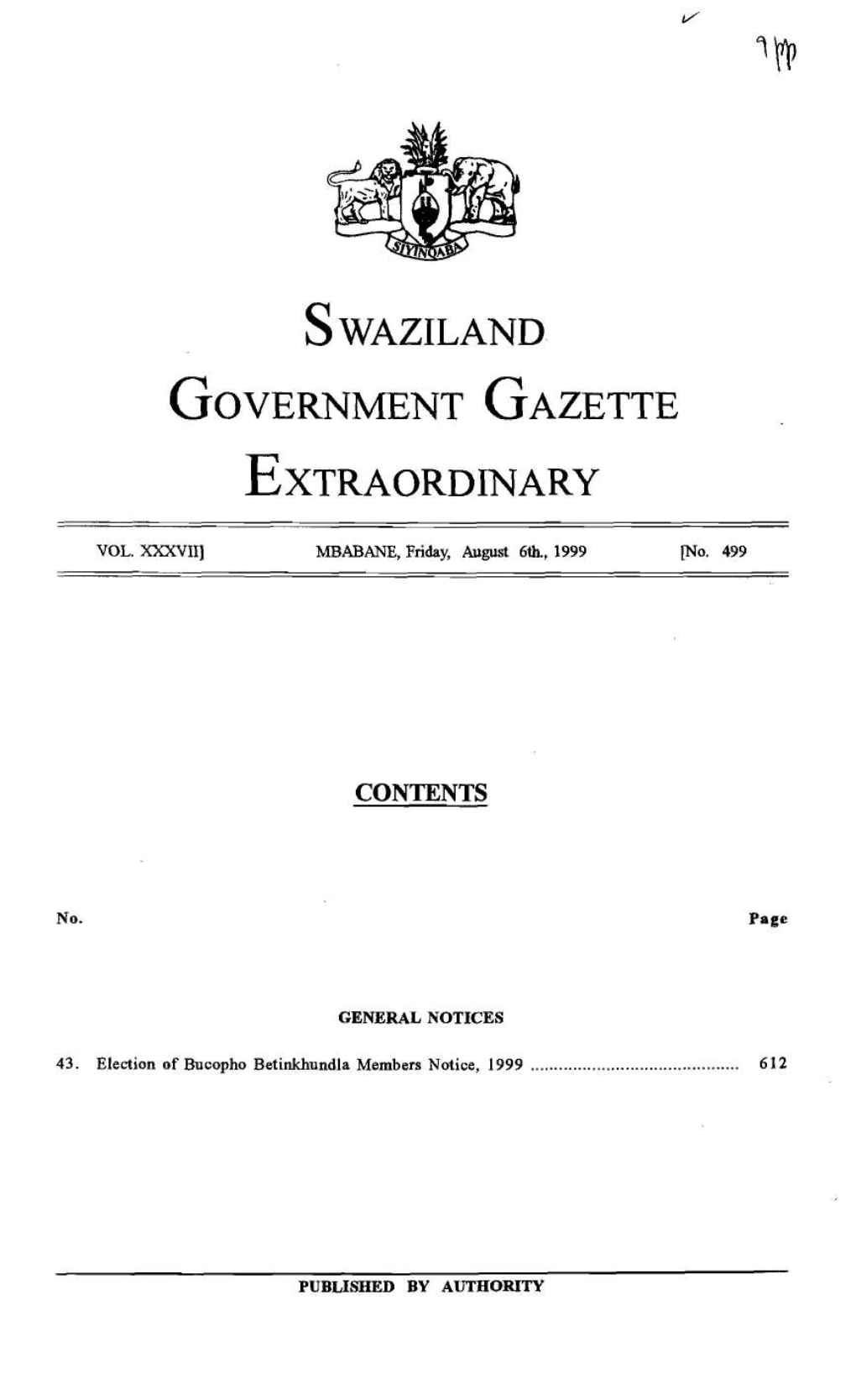 ' Swaziland Government Gazette