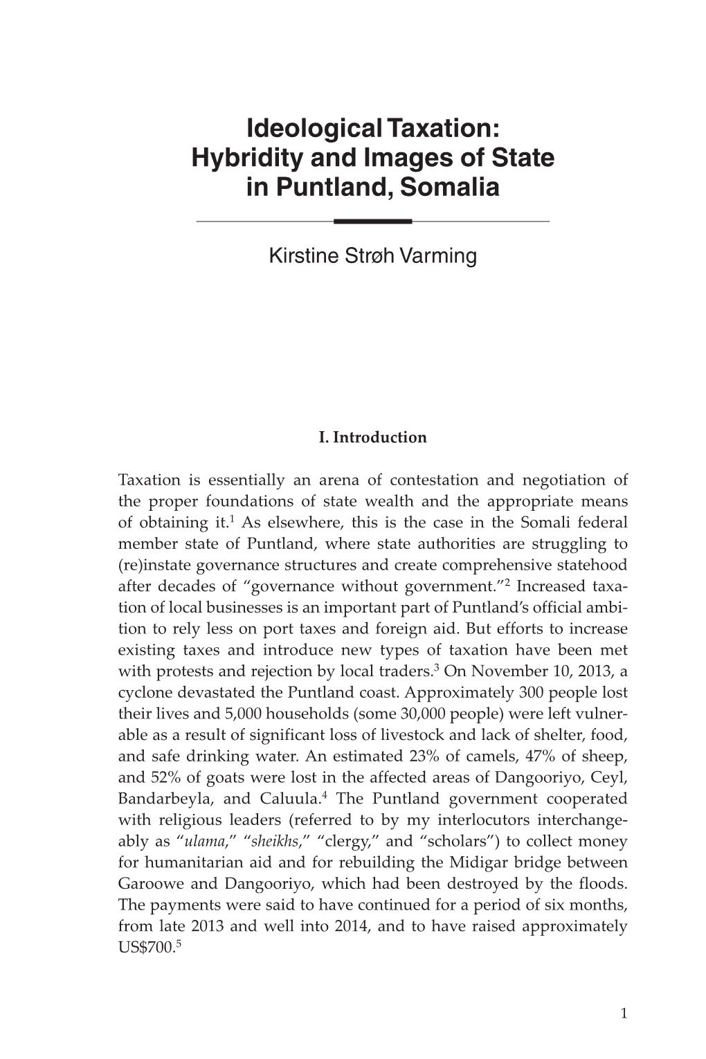 Ideological Taxation: Hybridity and Images of State in Puntland, Somalia
