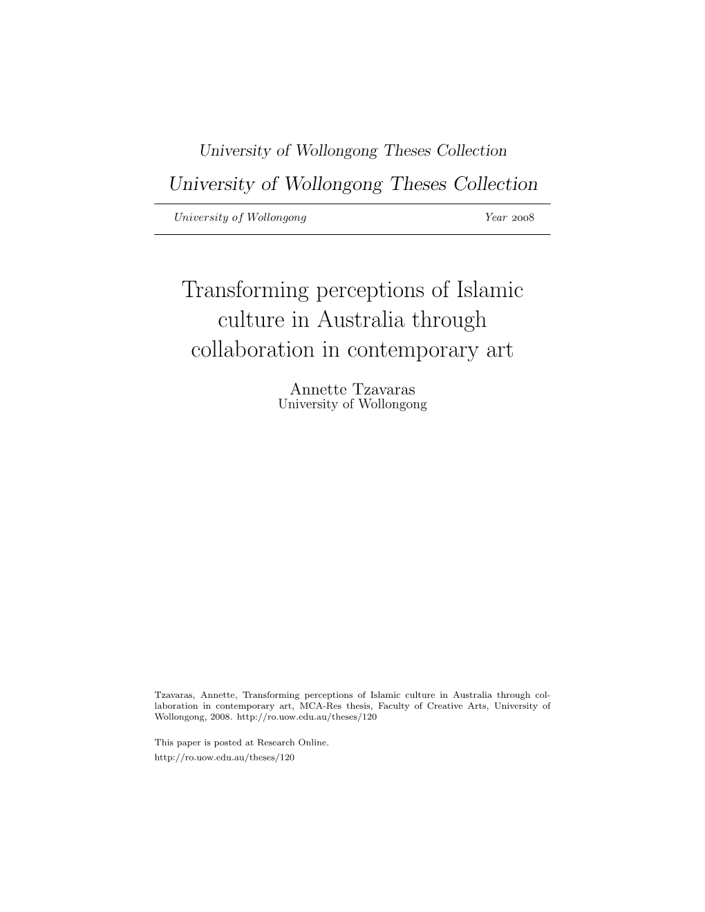 Transforming Perceptions of Islamic Culture in Australia Through Collaboration in Contemporary Art